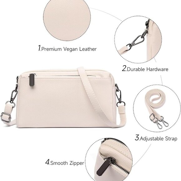 Soft Touch Vegan Leather Crossbody - Lightweight Small Handbag for Women - Picture 4 of 6